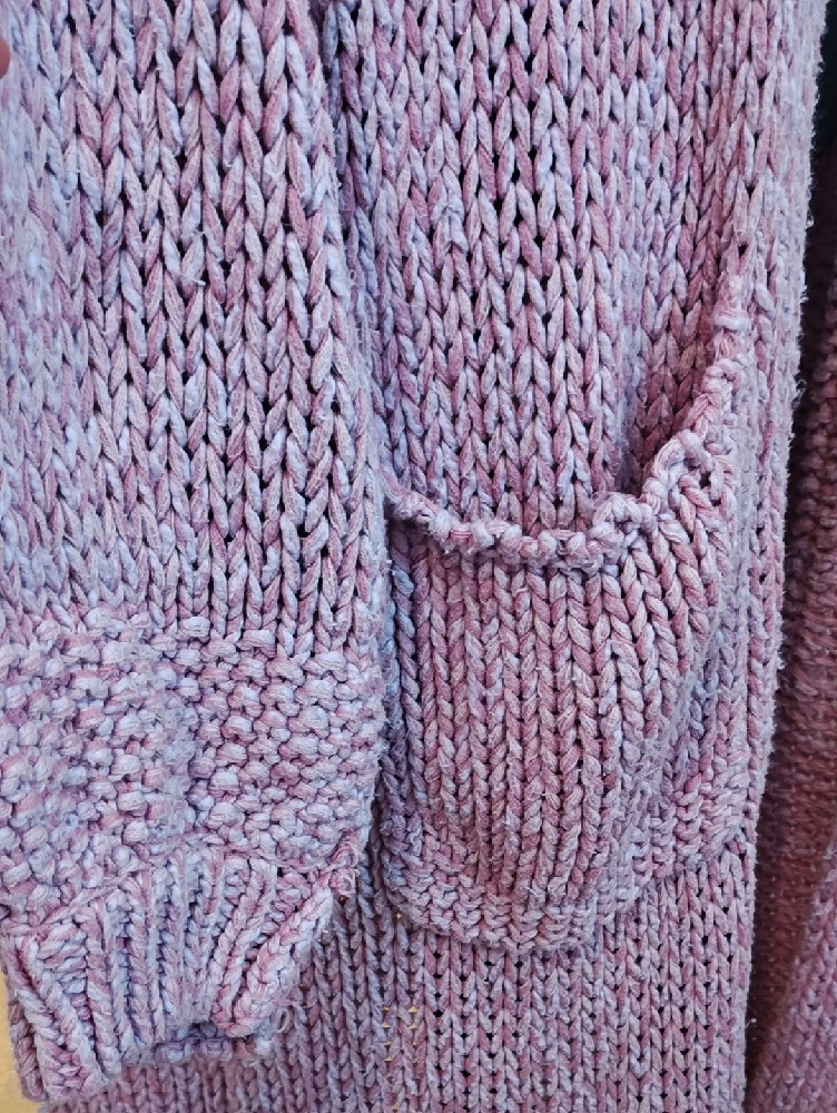 Free People Long Hooded Chunky Cardigan In Mauve Pink